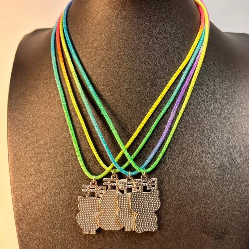 BFF Friendship Necklace Set Multicolor Animal Panda Owl Penguin Kidcore Y2K Boho